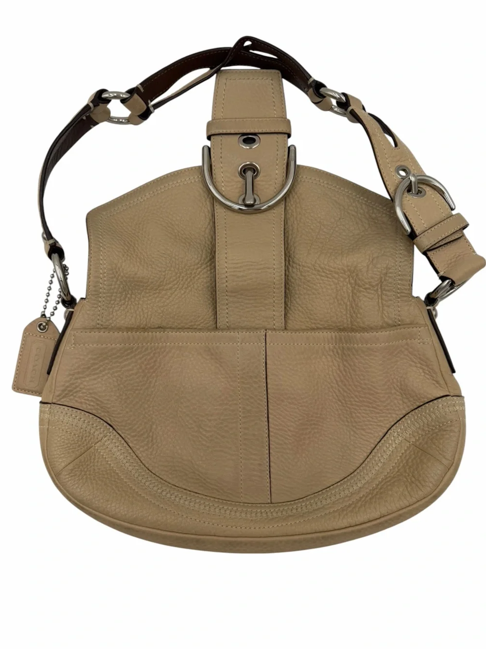 Coach Soho Pebbled Leather Buckle Shoulder Bag Cream Beige Style 10723 Y2K